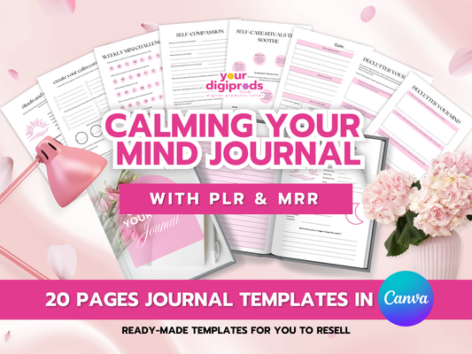 Calming Your Mind Journal Canva Templates with PLR MRR Private Label Rights Master Resell Rights