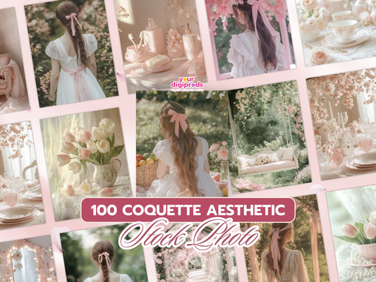 Coquette Aesthetic High-Quality Images PLR MRR Stock Photos Private Label Rights Master Resell Rights Aesthetic Faceless Photos Feminine