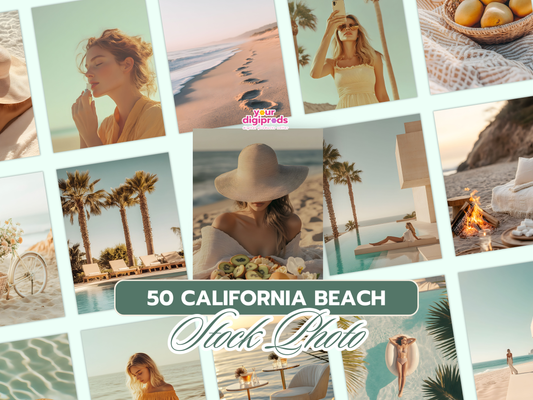 California Beach Chic High-Quality Aesthetic Stock Photo PLR MRR Private Label Rights Master Resell Rights Travel Vacation Beach Photos